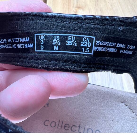 Clarks Leisa Melinds Sandals Size 5.5 Black Croc Hook & Loop Straps Comfort - Picture 7 of 9